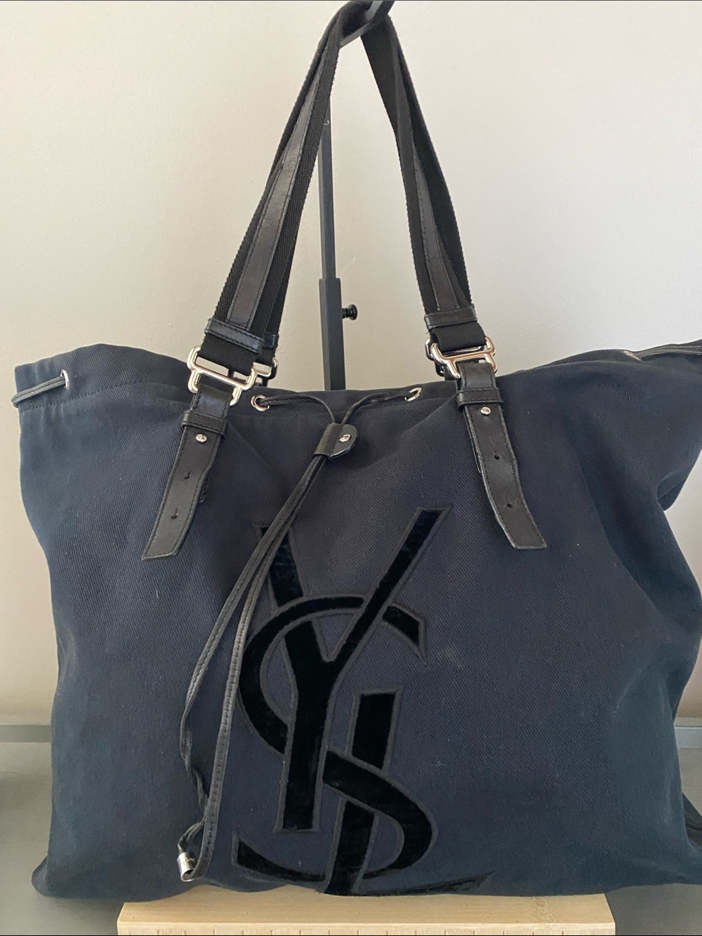 Yves Saint Laurent Black Canvas Rive Gauche Kahala Tote Bag